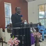 Rev. Dr. Fidon Mwombeki delivering the keynote speech at the Liberia Council of Churches 35th General Assembly on 31st May 2025